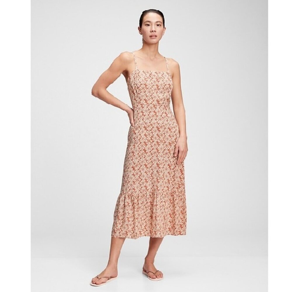 NWOT GAP Women's Spaghetti Straps Fit & Flare Tiered Midi Dress Size 2